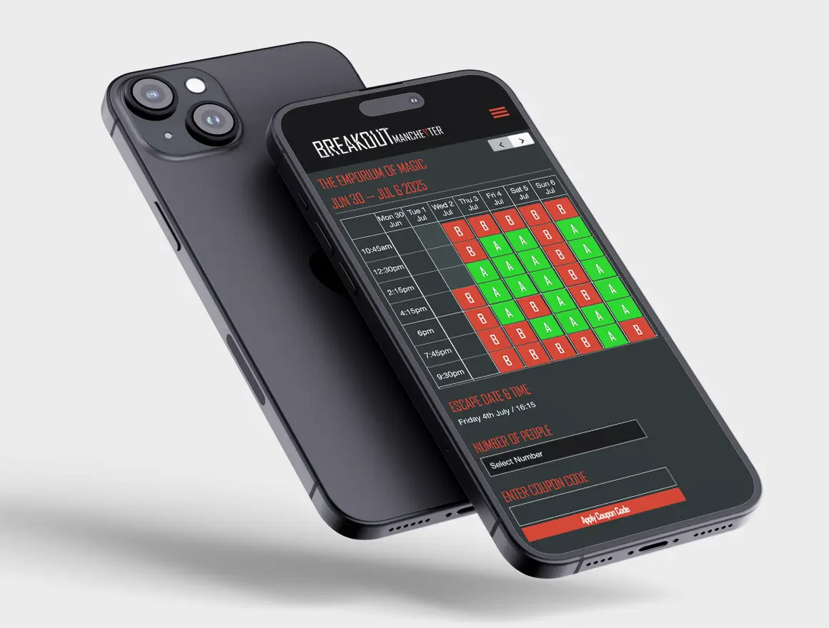 Breakout online booking confirmation screen
