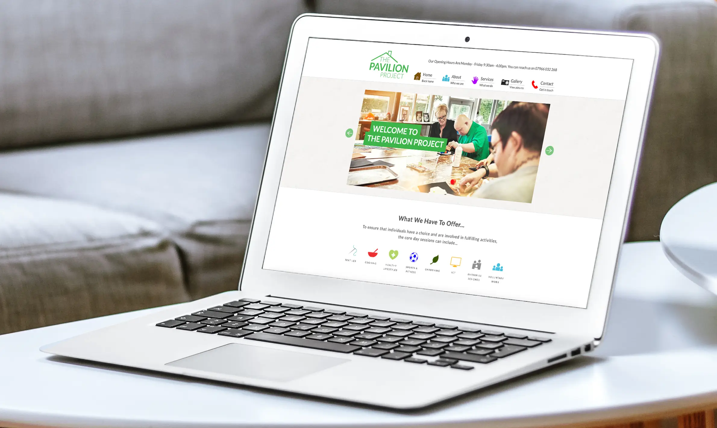 The Pavilion Project website homepage design