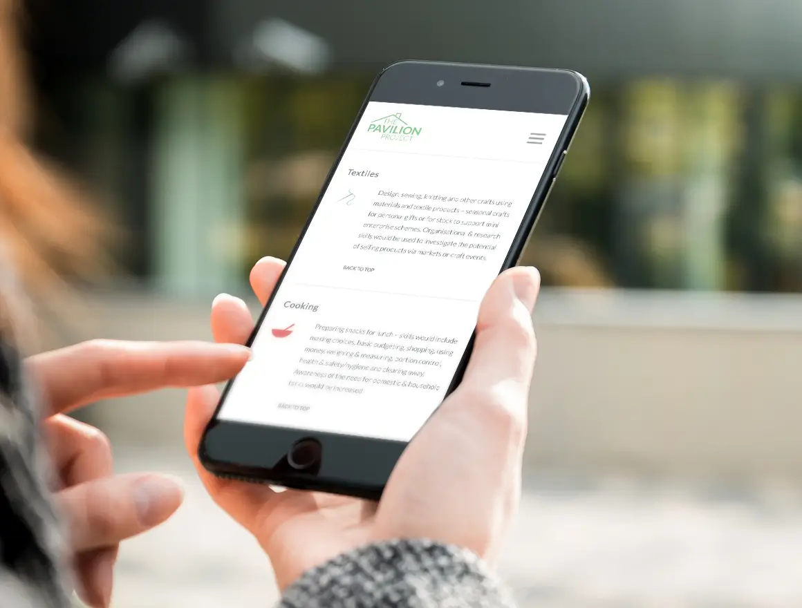The Pavilion Project services page design